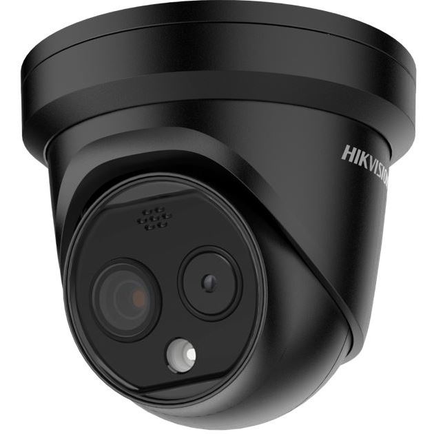 DS-2TD1228-2/QA(BLACK) IP Turret Termo optická kamera; objektiv 2,1mm, IR 15m, Audio, Alarm, blikač; černá