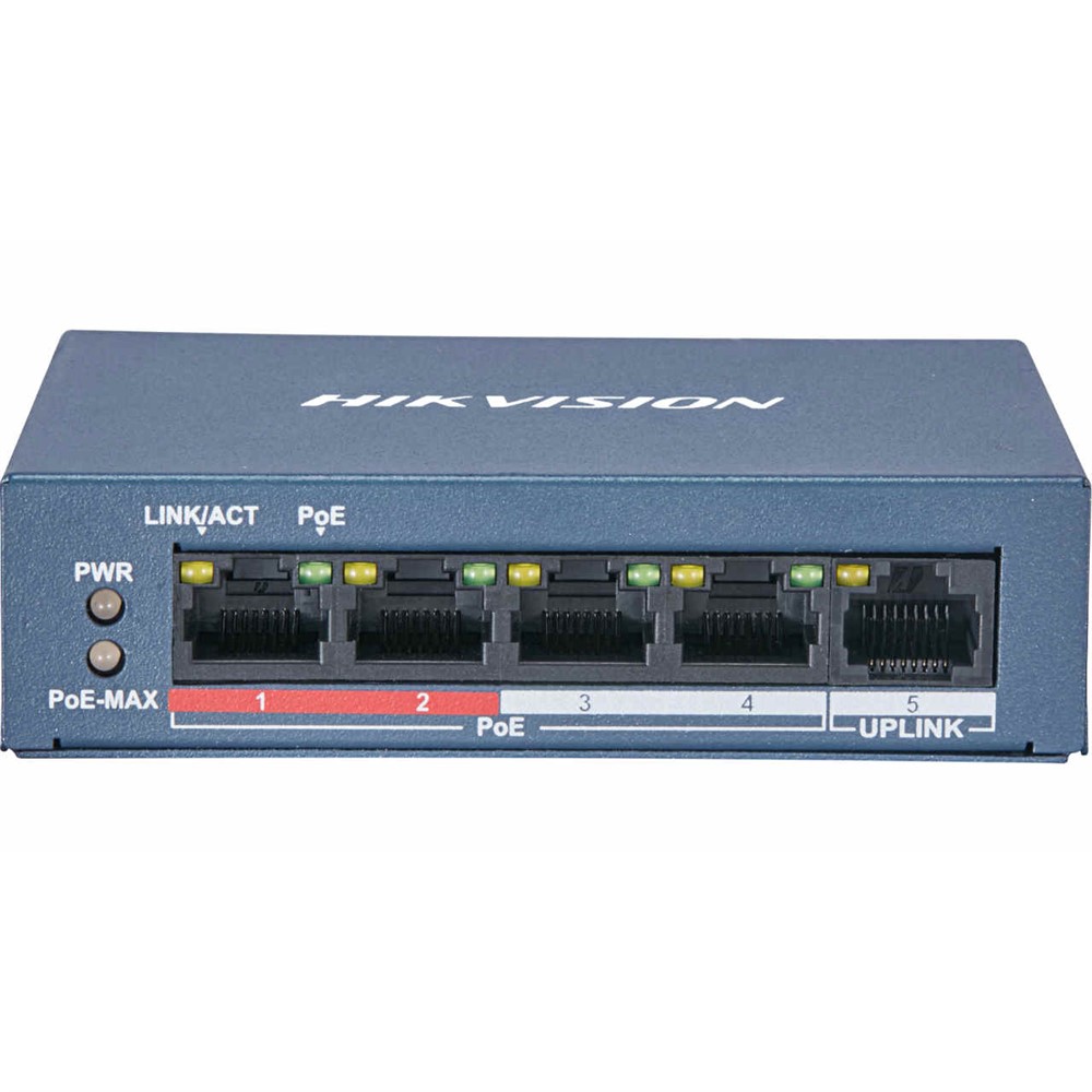 DS-3E0105P-E/M(B) switch 4x 100TX PoE + 1x 100TX uplink, 35W, Super PoE