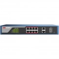 DS-3E1310P-E Web managed switch 8x100TX PoE + 2x Gb Uplink Combo port, 123W, Super PoE - dosah až 250m