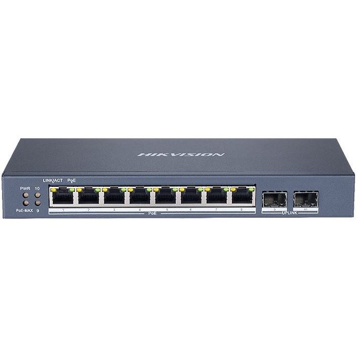 DS-3E1510P-E Web managed switch 8x Gb PoE + 2x Gb SFP Uplink, 110W, Super PoE - dosah až 300m
