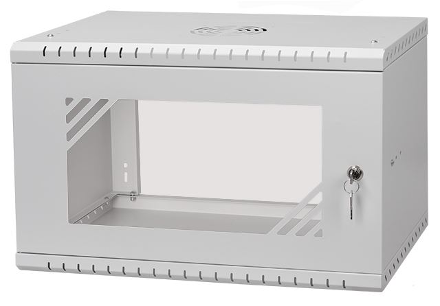 LEXI-Net Basic Rozvaděč nástěnný 19" 6U 520x350, dveře sklo, šedý