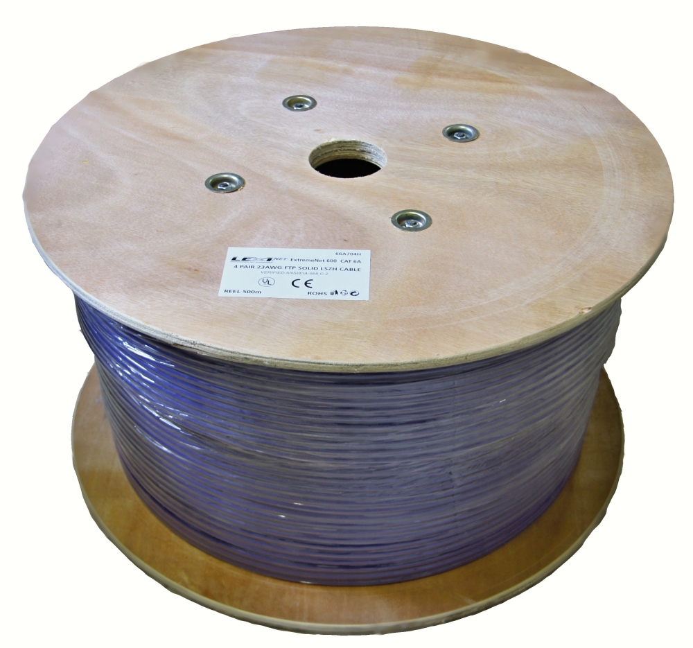 LEXI-Net instalační kabel Cat 6A U/FTP LSOH (Dca) 500m cívka fialový